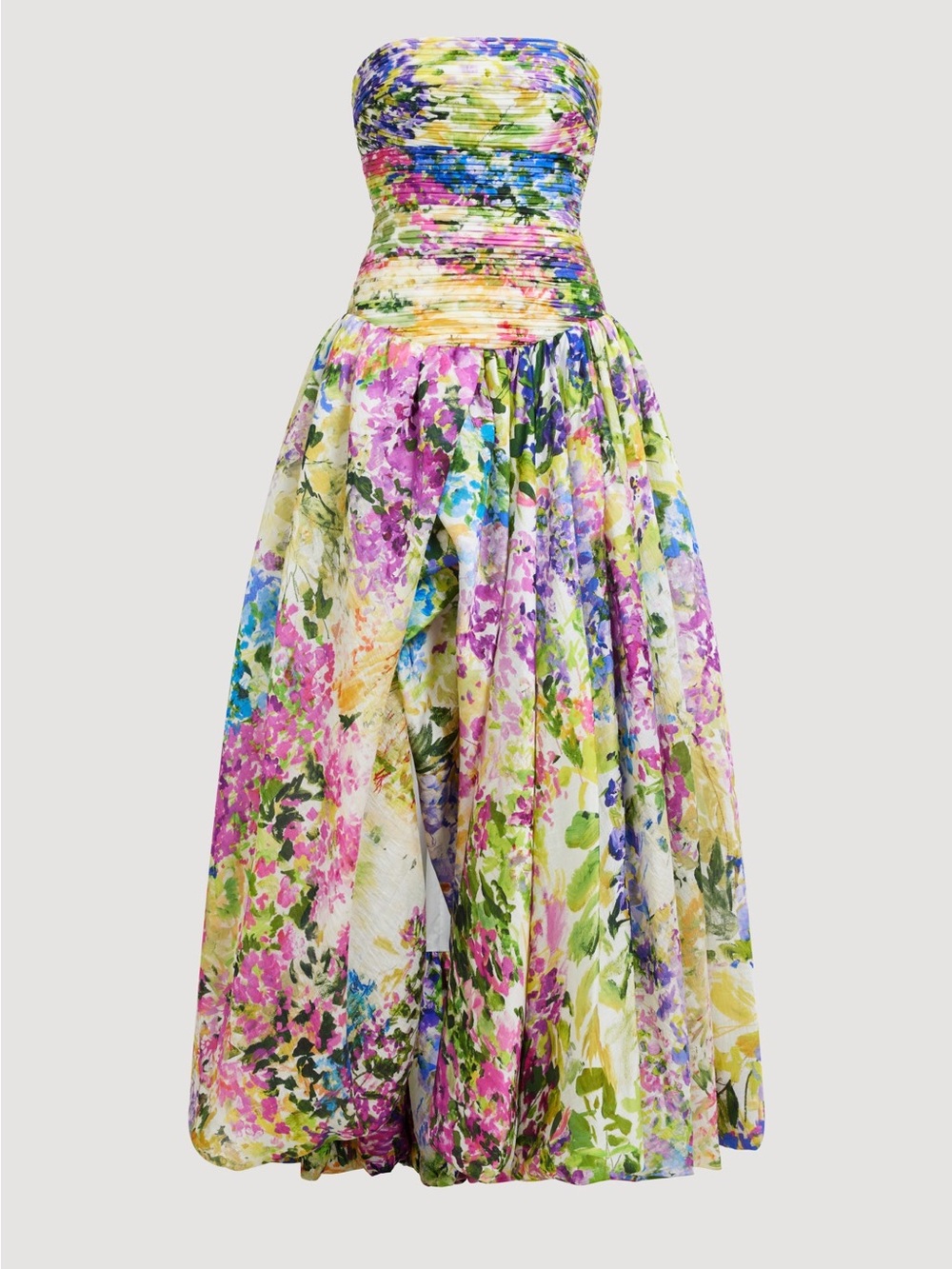 Floral Strapless High-Slit Maxi Dress - Multicolor - Picture 2 of 5